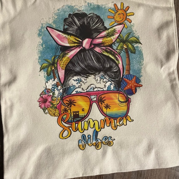 13x14 summer vibes canvas tote - Picture 2 of 2